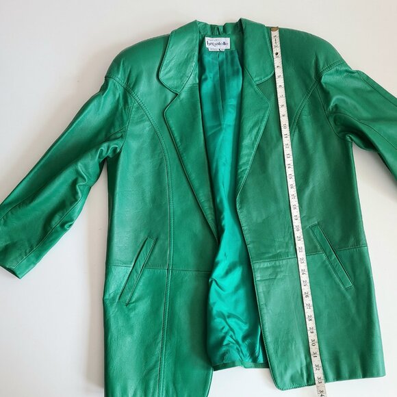 Vintage 1980s 1990s Bagatelle Margaret Godfrey bright green leather jacket. - Picture 11 of 11